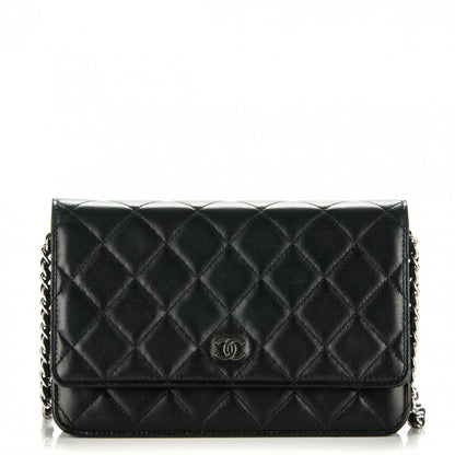 Chanel Lambskin Quilted Wallet On Chain WOC Black 1 of 8
