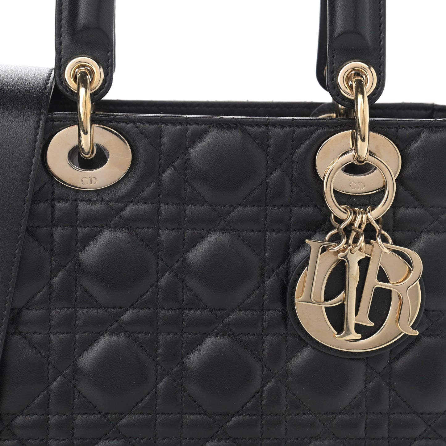 Lambskin Cannage Small Lucky Badges My Lady Dior Black