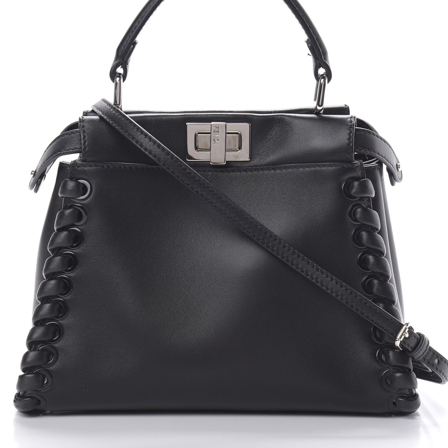 Nappa Lace Up Mini Peekaboo Iconic Satchel Black