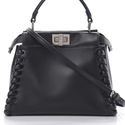 Fendi Nappa Lace Up Mini Peekaboo Iconic Satchel Black 9 of 11