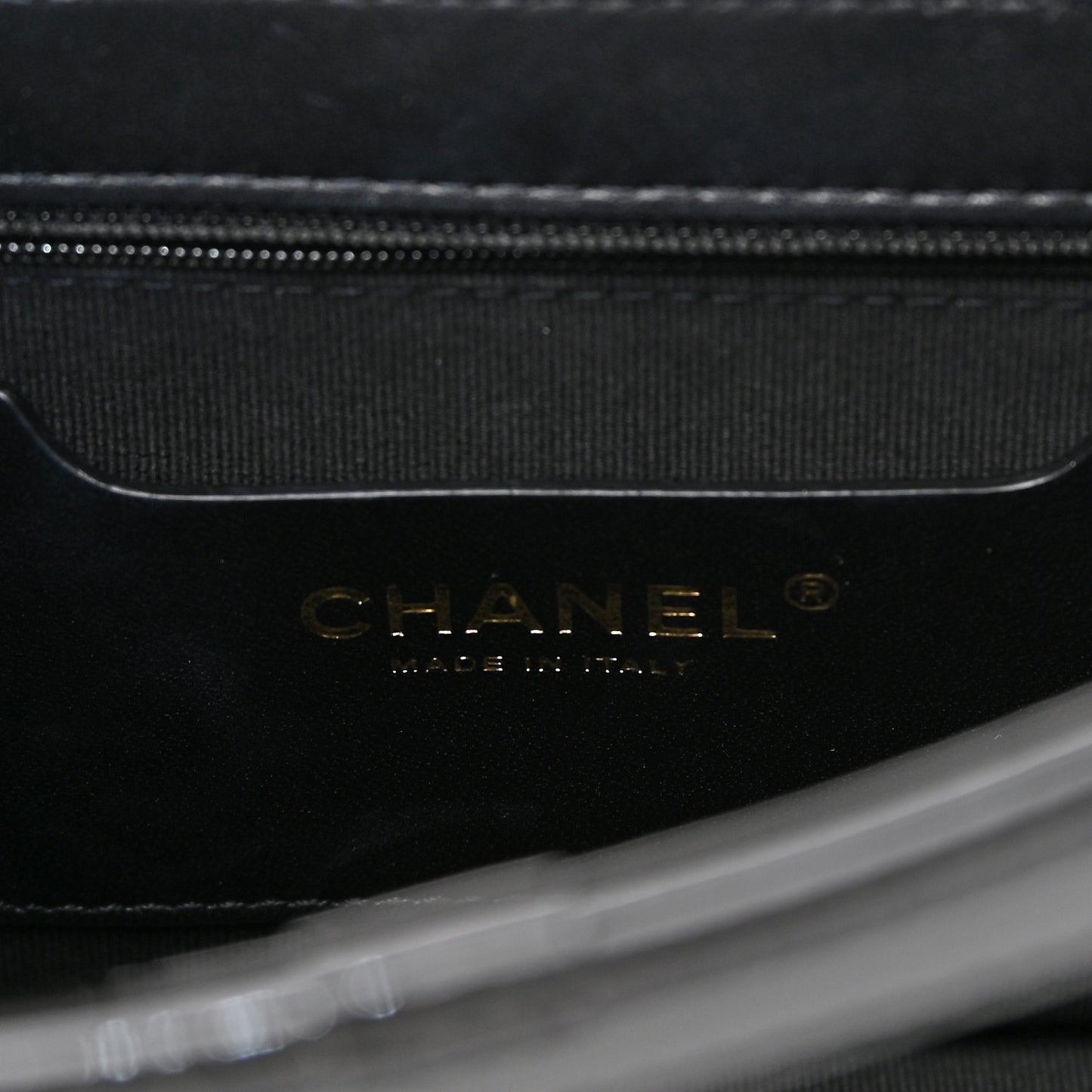 Patent Quilted Graphic Catch Flap Black