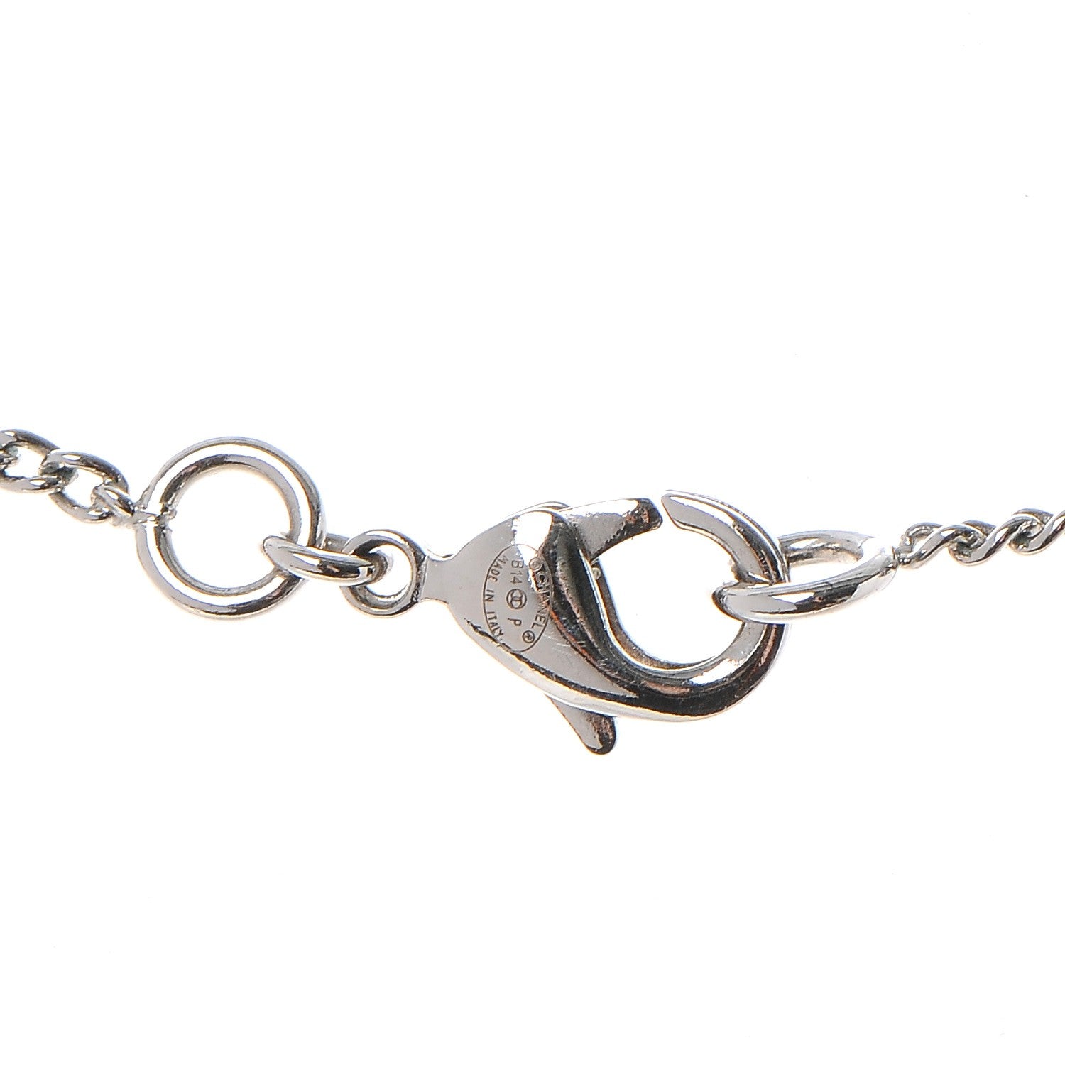 Chanel Baguette Crystal Pearl CC Lariat Necklace Silver 5 of 7