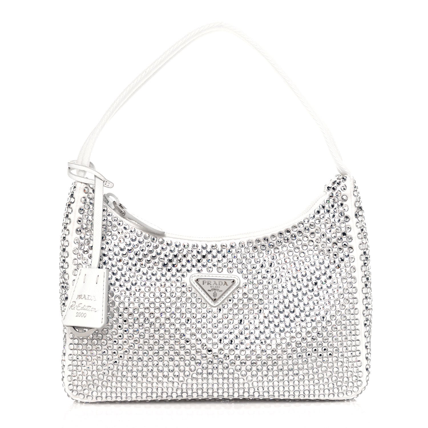 Prada Satin Crystal Mini Re-Edition 2000 Bag White 1 of 11