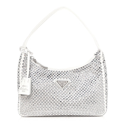 Prada Satin Crystal Mini Re-Edition 2000 Bag White 1 of 11