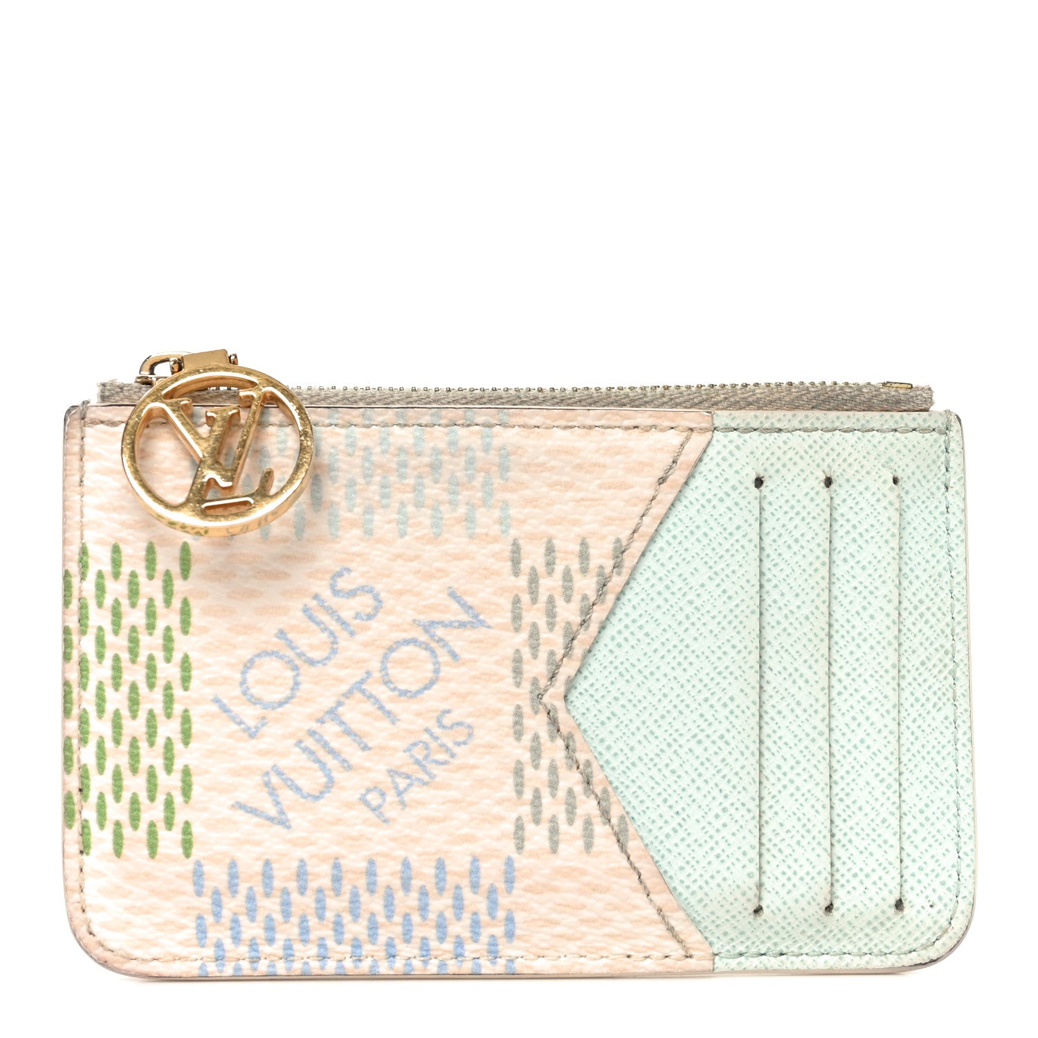 Louis Vuitton Damierlicious Zipped Romy Card Holder Pistachio Green 1 of 7