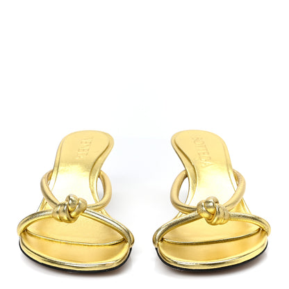Bottega Veneta Metallic Nappa Blink Knot Mule Sandals 37.5 Gold 3 of 10