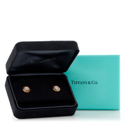 Tiffany 18K Rose Gold Mother of Pearl T Circle Earrings 5 of 5