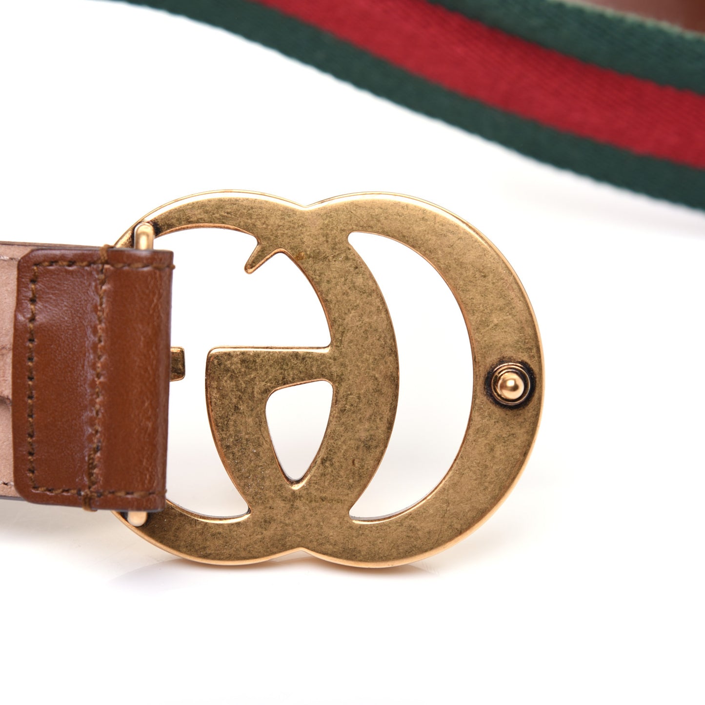 Nylon Calfskin Double G Web 40mm Belt 75 30 Green Red Cuir