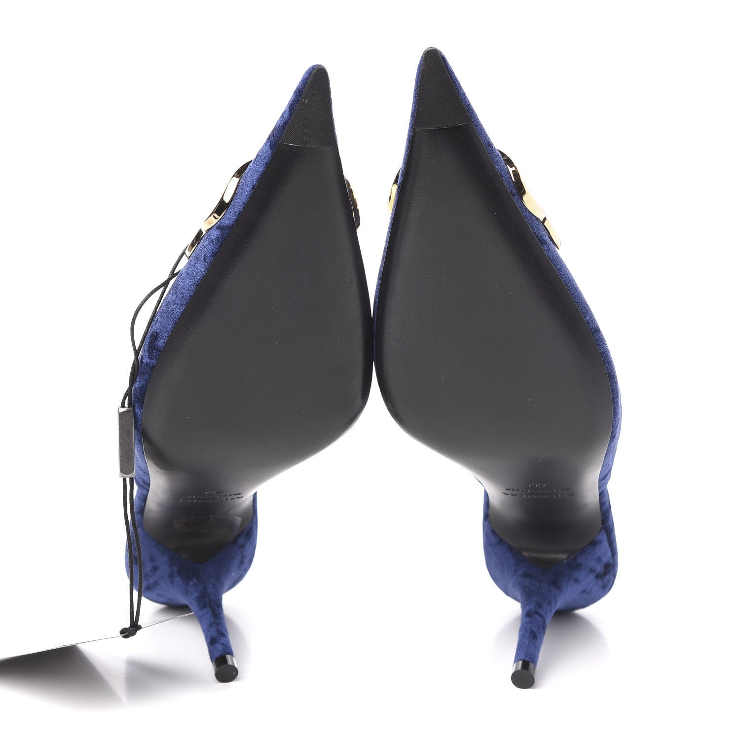 Balenciaga Stretch Velvet Pointed Toe BB 80mm Mules 40 Bleu Ocean 5 of 9