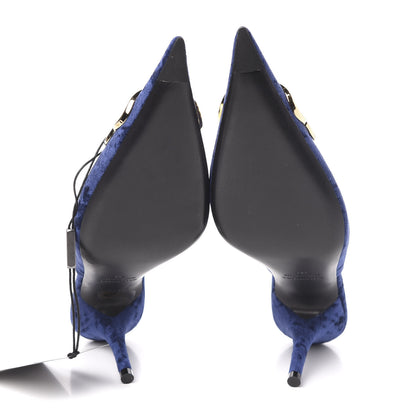 Balenciaga Stretch Velvet Pointed Toe BB 80mm Mules 40 Bleu Ocean 5 of 9