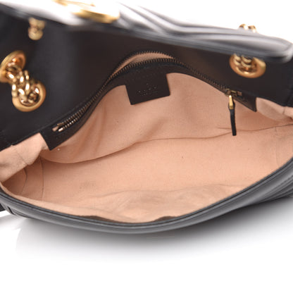 Gucci Calfskin Matelasse Small GG Marmont Shoulder Bag Black 5 of 9