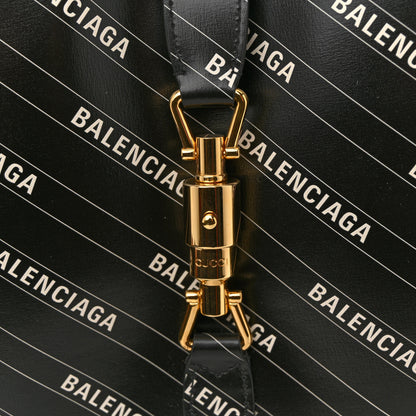 Gucci X BALENCIAGA Calfskin Logo Print Medium Jackie 1961 Hobo Black 11 of 12