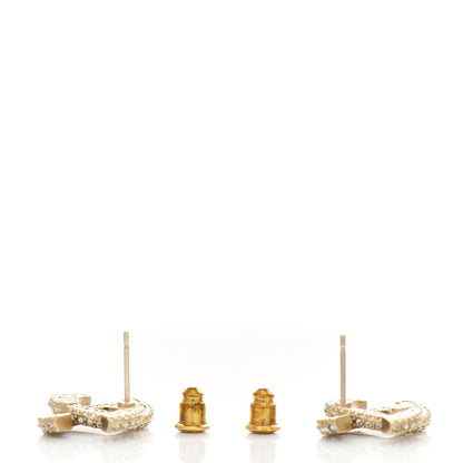 Chanel Crystal Timeless CC Earrings Light Gold 3 of 5