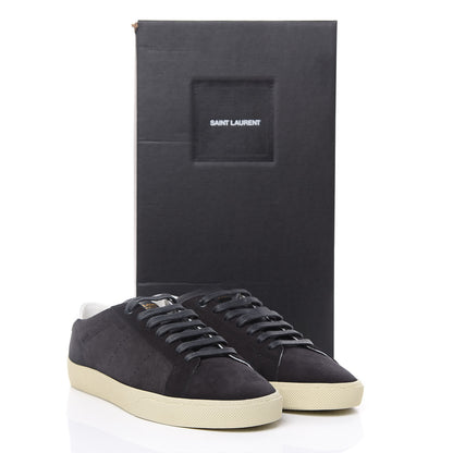 Saint Laurent Suede Mens Soho Court Classic Sneakers 40 Black Anthracite 9 of 9