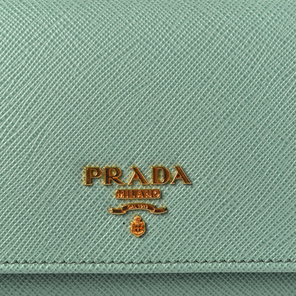 Prada Saffiano Metal Continental Flap Travel Wallet Acquamarina 11 of 12