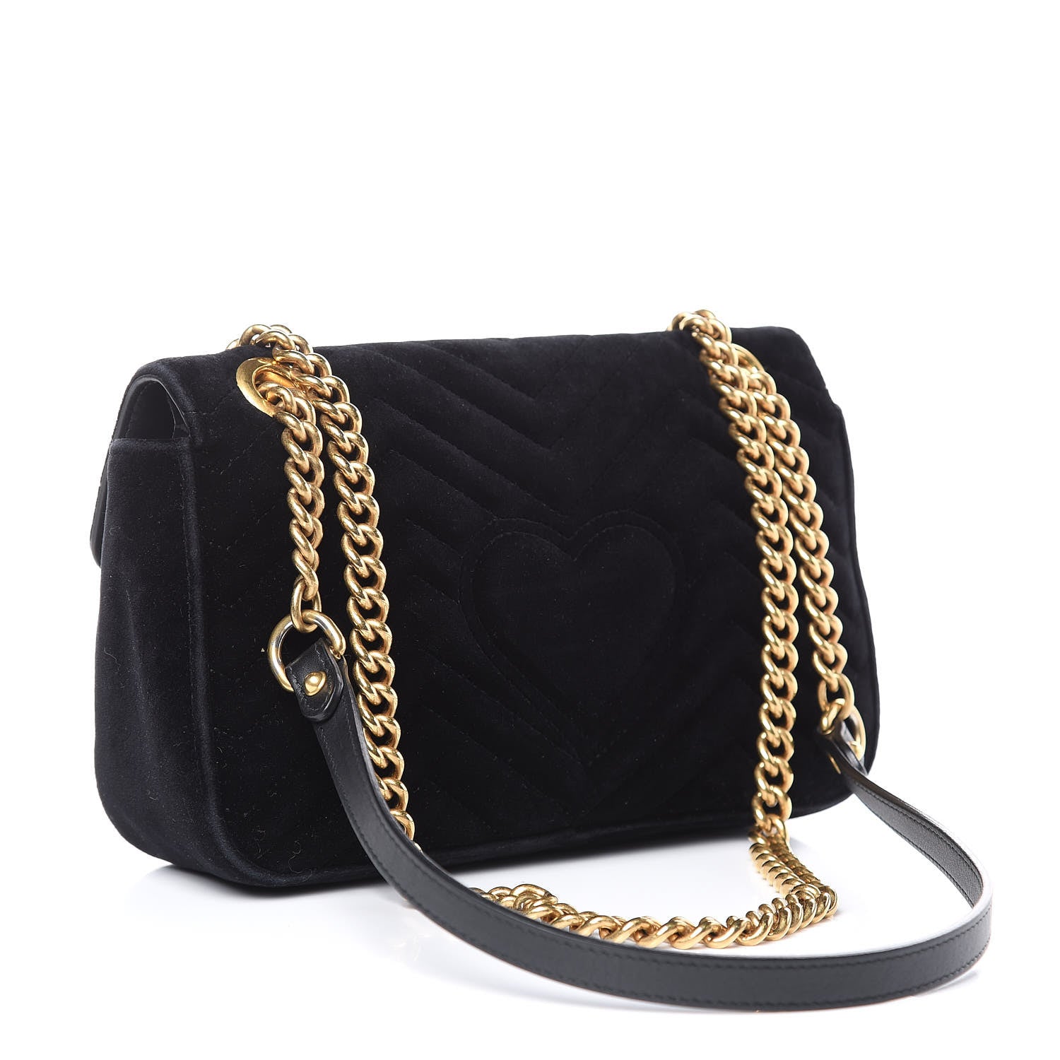 Gucci Velvet Matelasse Small GG Marmont Shoulder Bag Black 3 of 13