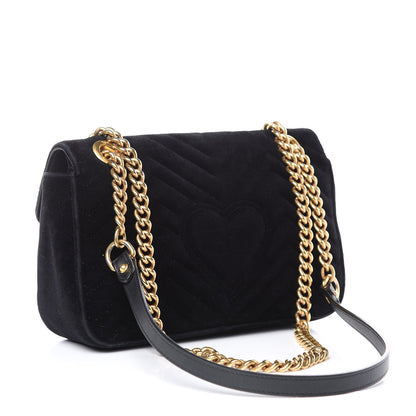 Gucci Velvet Matelasse Small GG Marmont Shoulder Bag Black 3 of 13
