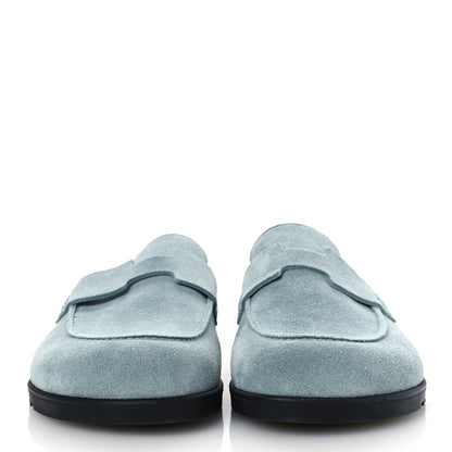 Hermes Suede Calfskin Womens Go Mules 39 Bleu Pinede 3 of 11