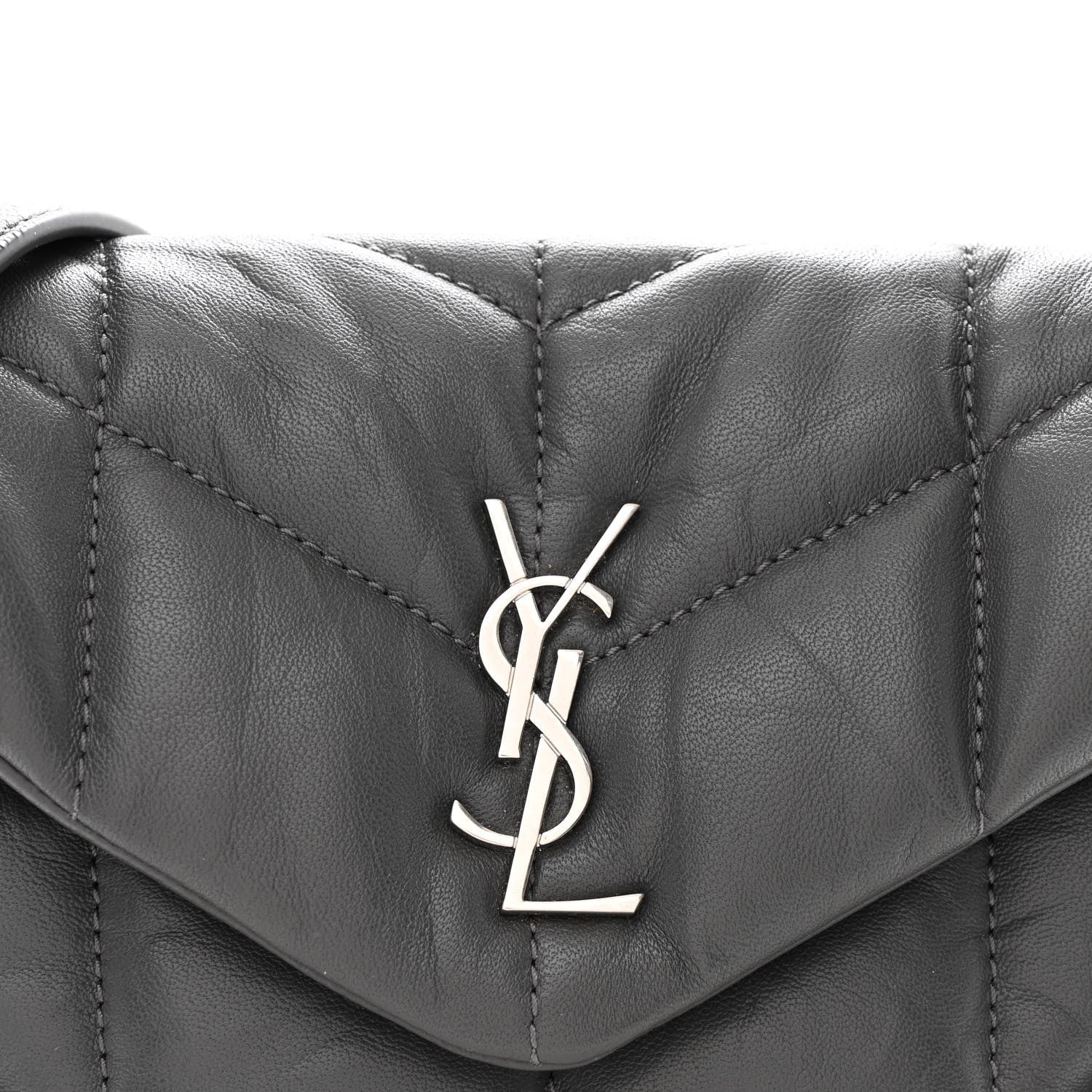 Saint Laurent Lambskin Quilted Toy Loulou Puffer Monogram Chain Satchel Storm 8 of 10