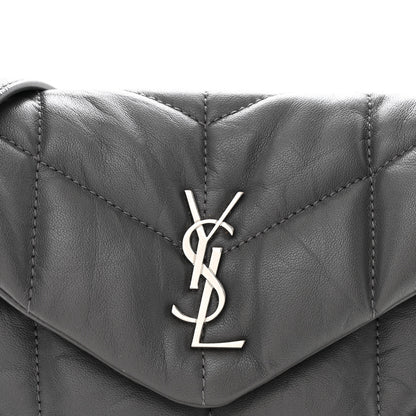 Saint Laurent Lambskin Quilted Toy Loulou Puffer Monogram Chain Satchel Storm 8 of 10