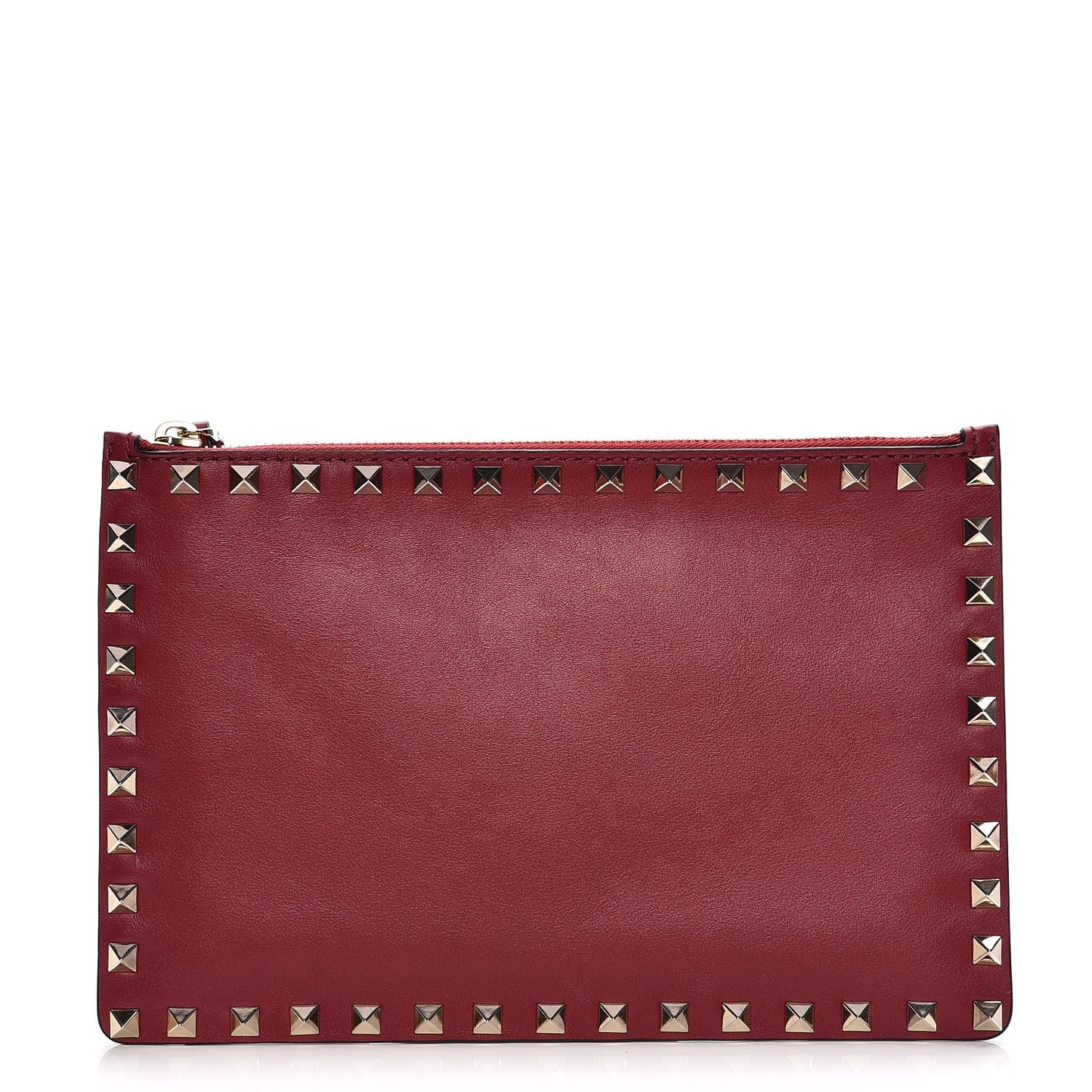 Vitello Medium Rockstud Zip Pouch Scarlet