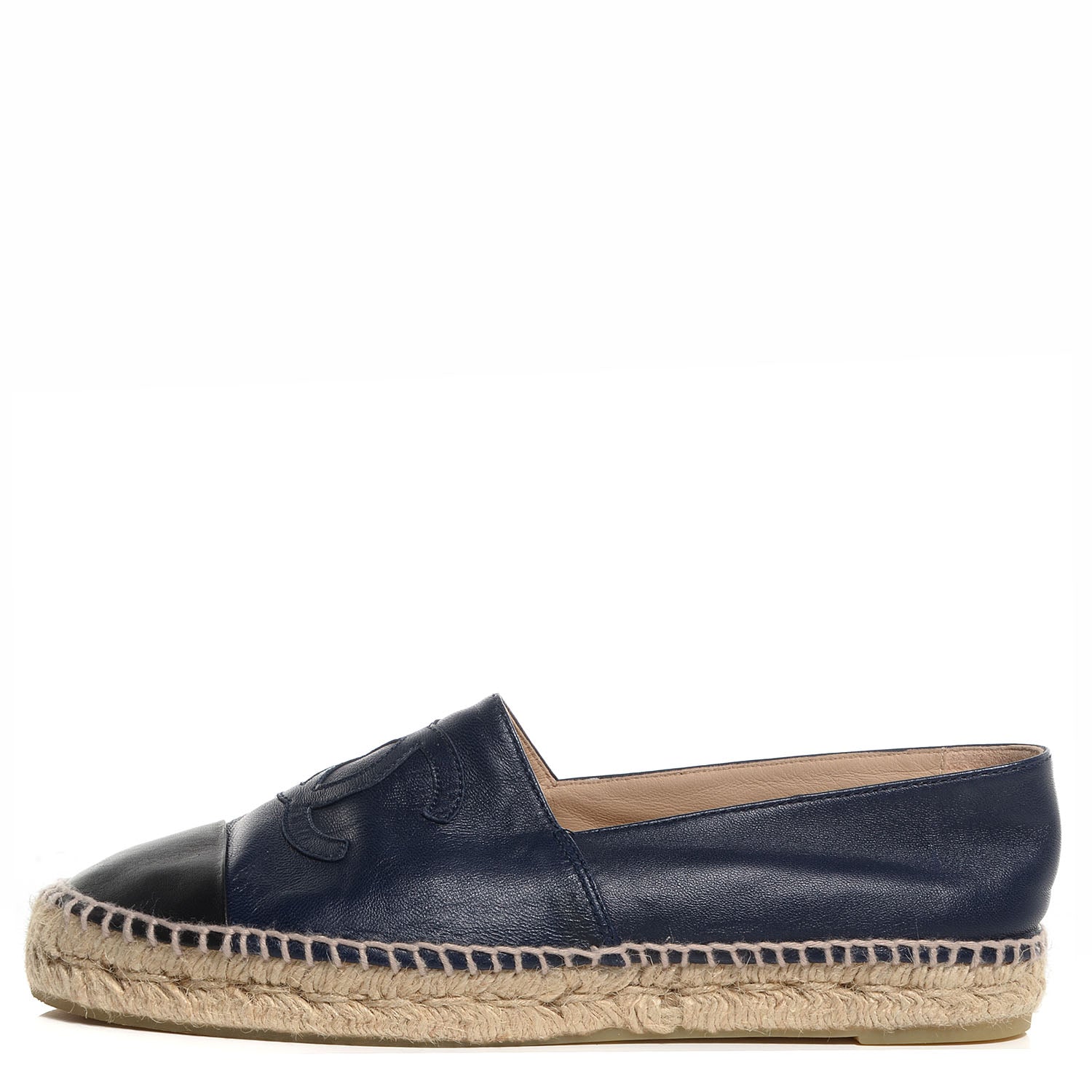 Chanel Lambskin CC Espadrilles 40 Navy Blue Black 1 of 8