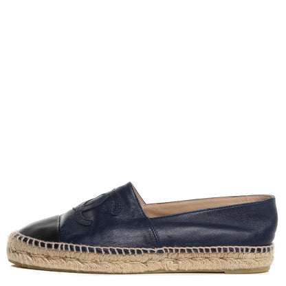 Chanel Lambskin CC Espadrilles 40 Navy Blue Black 1 of 8
