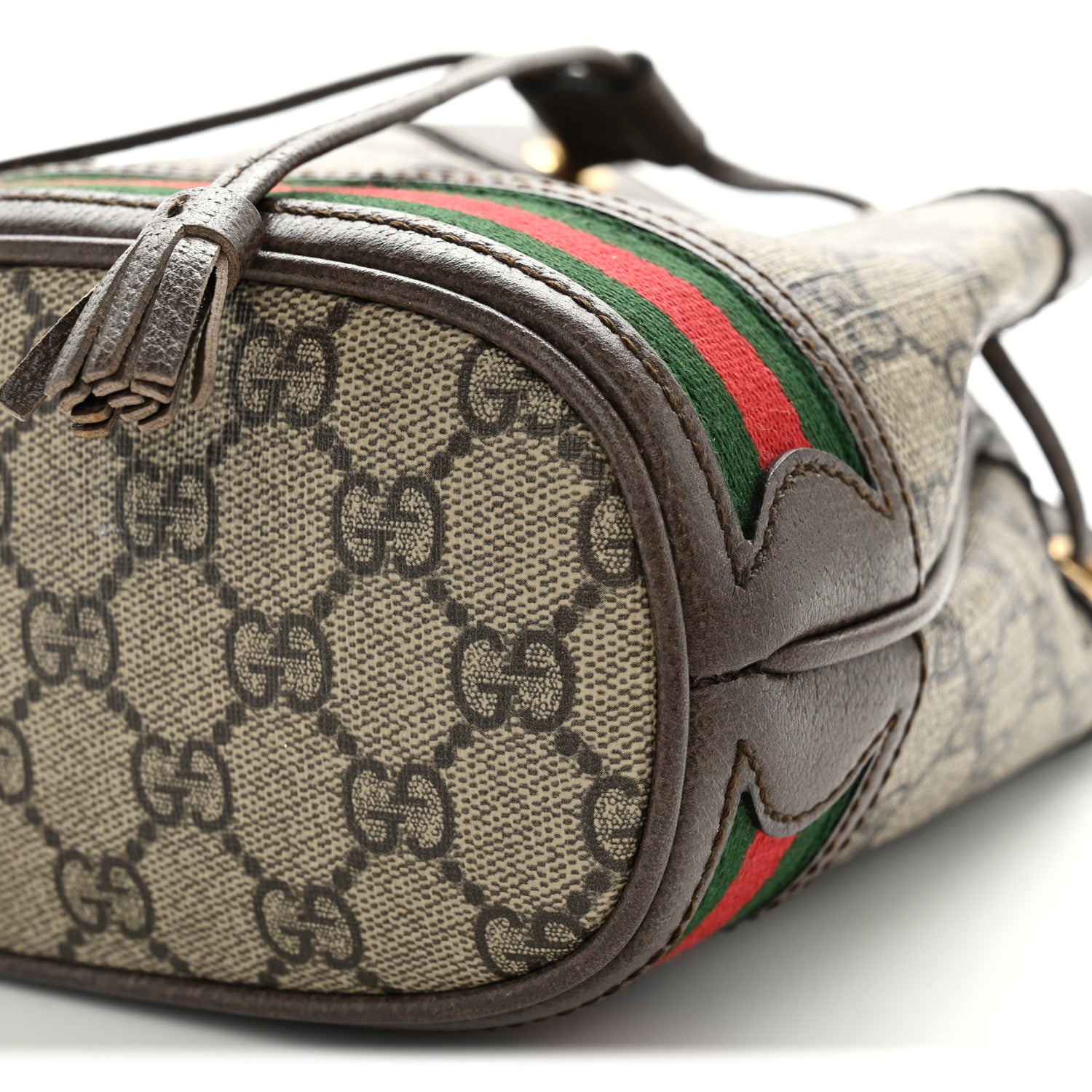 Gucci GG Supreme Monogram Web Mini Ophidia Bucket Bag Brown 10 of 10