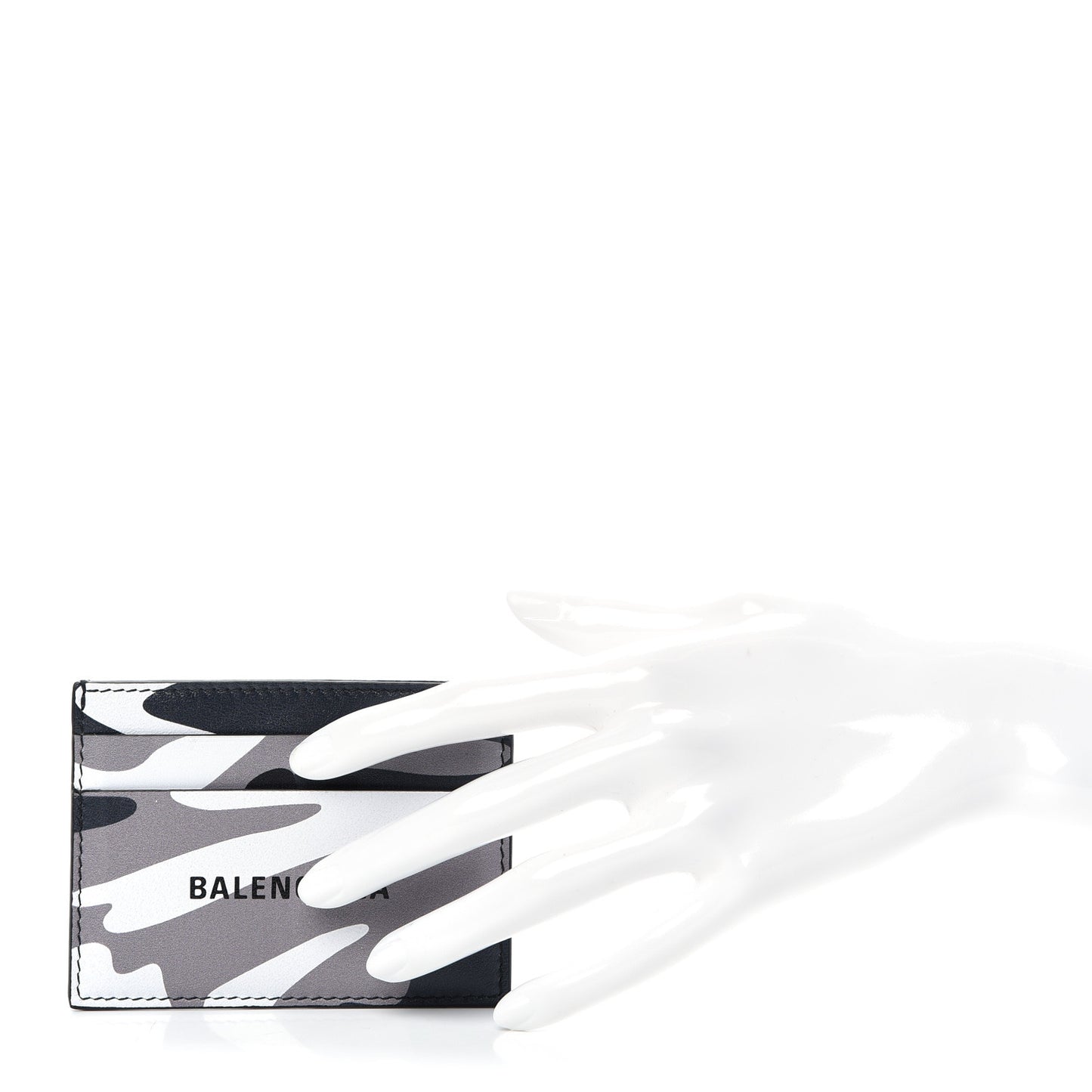 Calfskin Logo Camo Printed Cash Card Holder Grey