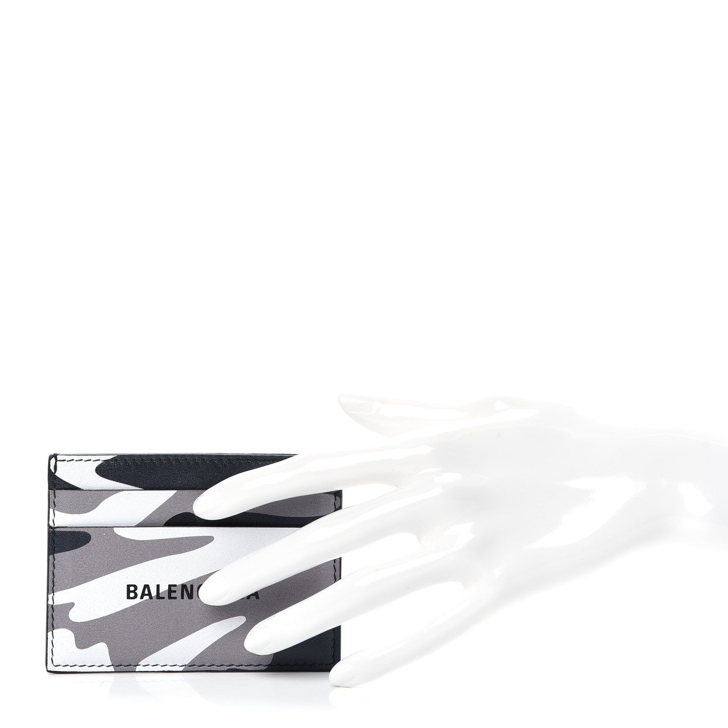 Balenciaga Calfskin Logo Camo Printed Cash Card Holder Grey 2 of 8
