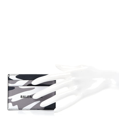 Balenciaga Calfskin Logo Camo Printed Cash Card Holder Grey 2 of 8