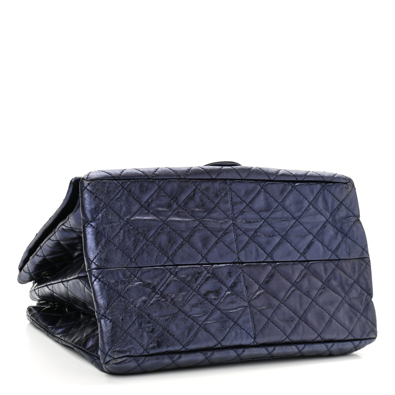 Chanel Metallic Calfskin Quilted XL Accordion Reissue Flap Navy 4 of 14