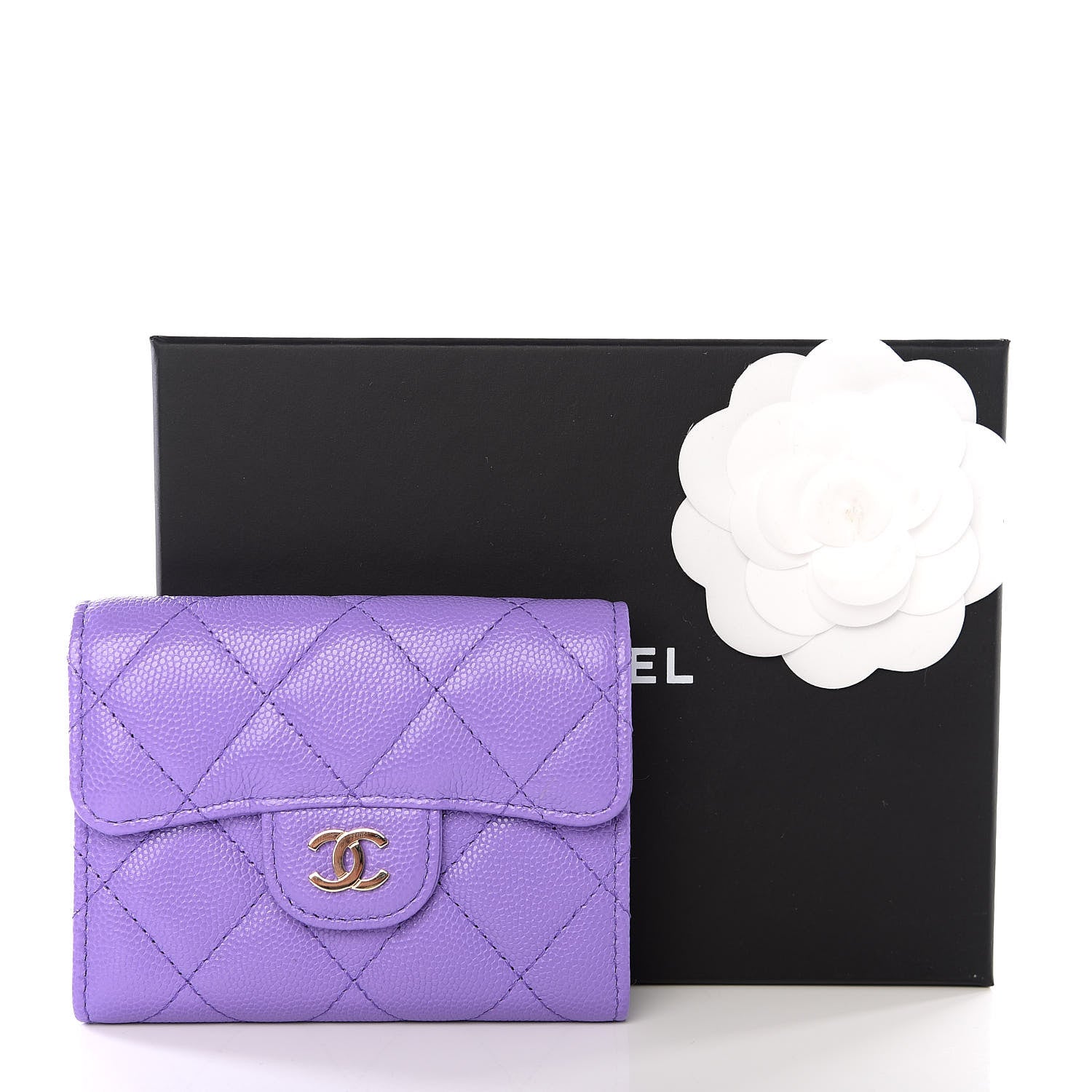 Chanel Caviar Quilted Flap Card Holder Wallet Purple 6 of 6