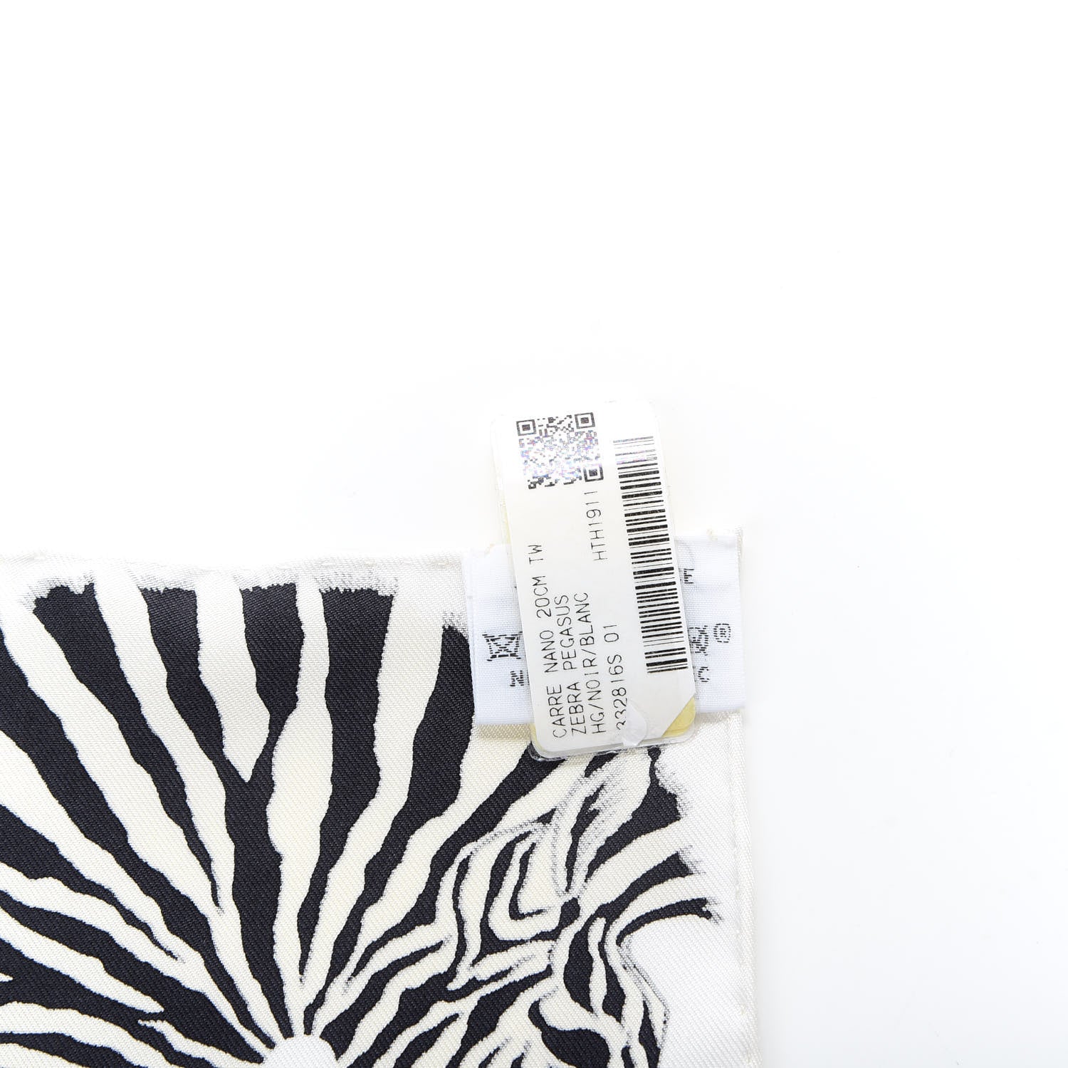 Hermes Silk Zebra Pegasus Nano Scarf 20 Black White 4 of 4