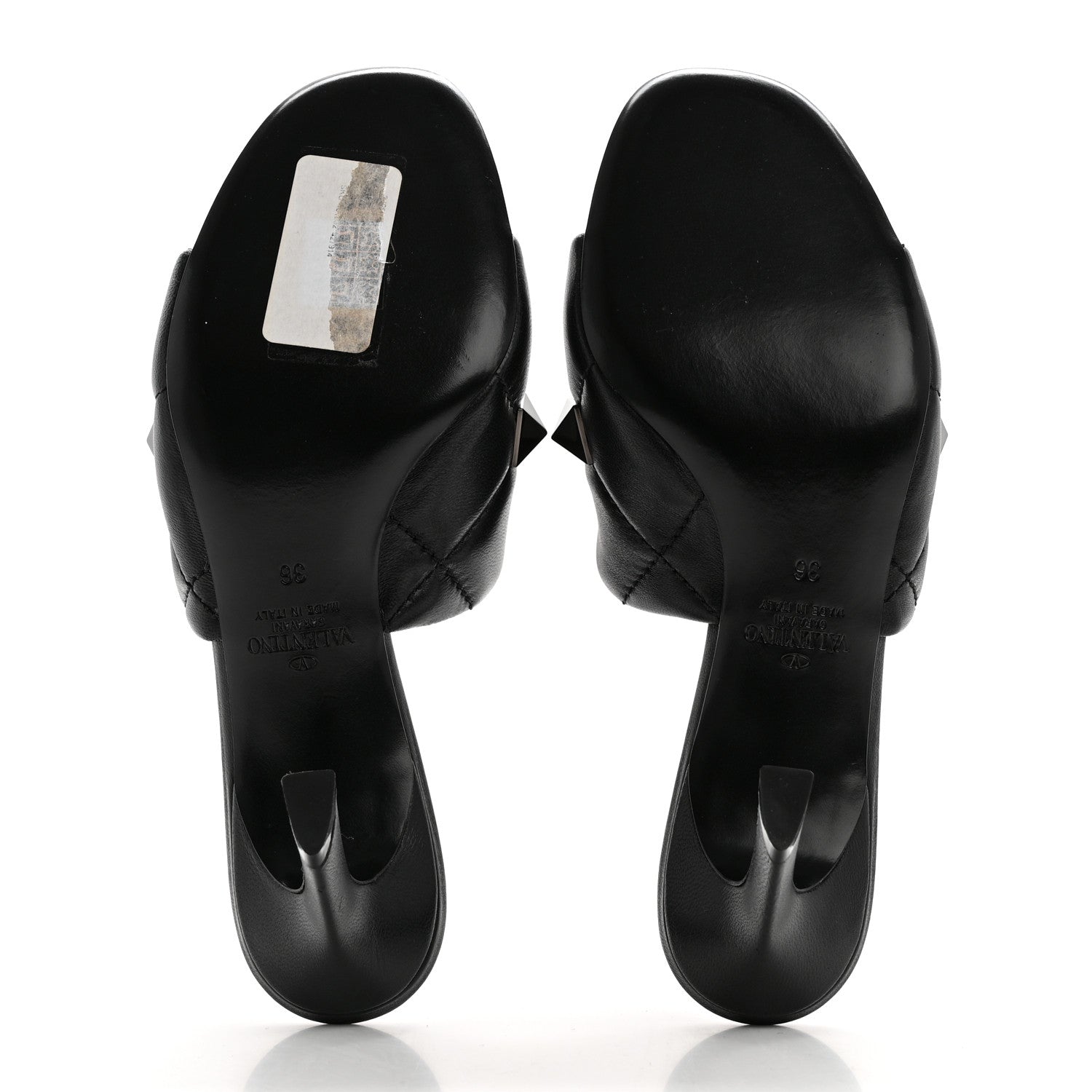 Valentino Garavani Nappa Quilted Monochrome Roman Stud 65mm Slide Sandals 36 Black 5 of 9