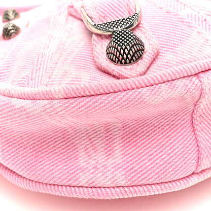 Balenciaga Washed Denim BB Monogram Le Cagole Mini Purse With Chain Pink 8 of 9