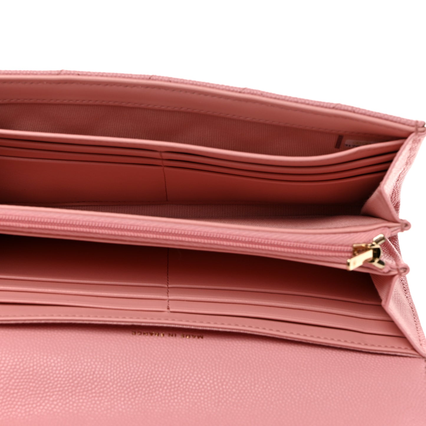 Caviar Quilted Large Gusset Flap Wallet Light Pink