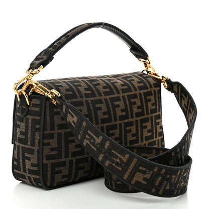 Fendi Fabric Jacquard FF 1974 Medium Baguette Tobacco Moro Black 3 of 10