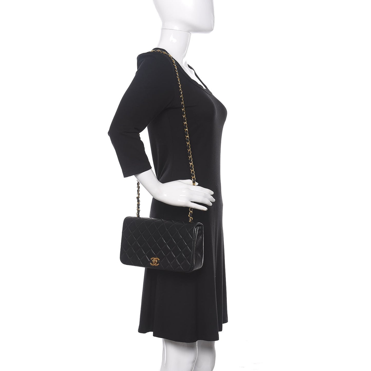 Lambskin Quilted Small Single Flap Bag Black