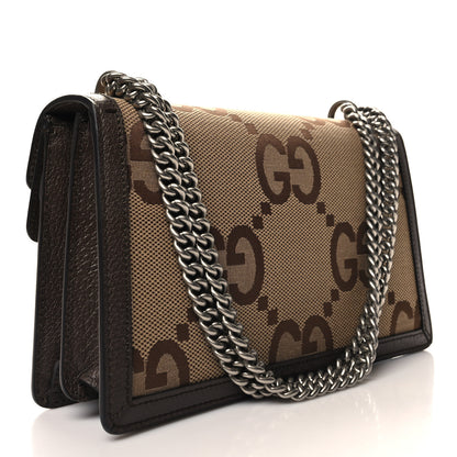 Gucci Monogram Jumbo GG Textured Dollar Calfskin Small Dionysus Shoulder Bag Camel Ebony New Acero 3 of 11