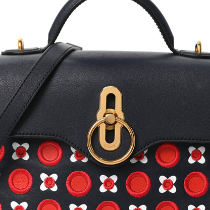 Mulberry Calfskin Embroidered Small Seaton Navy Red White 7 of 9