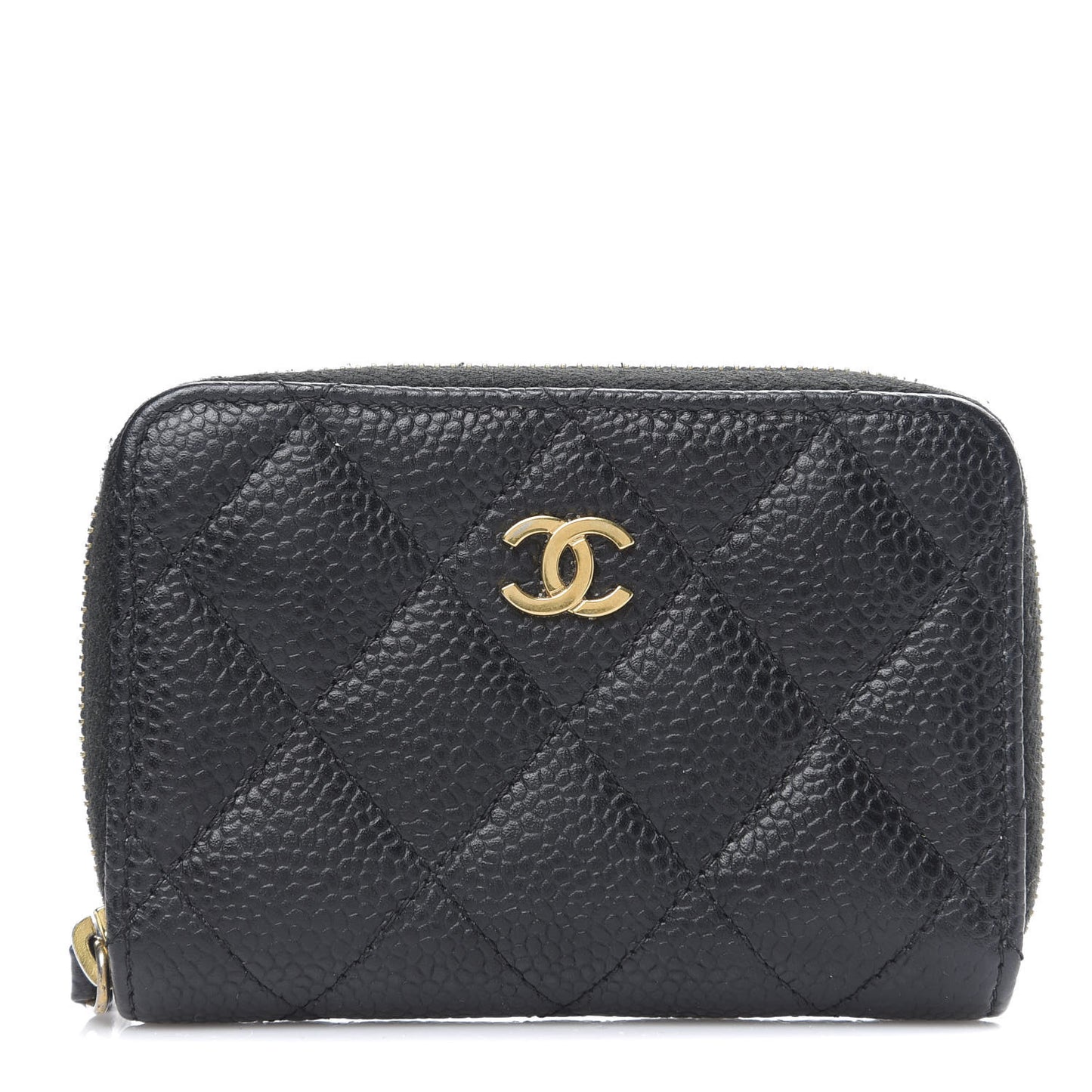 Caviar Quilted Zip Coin Purse Black