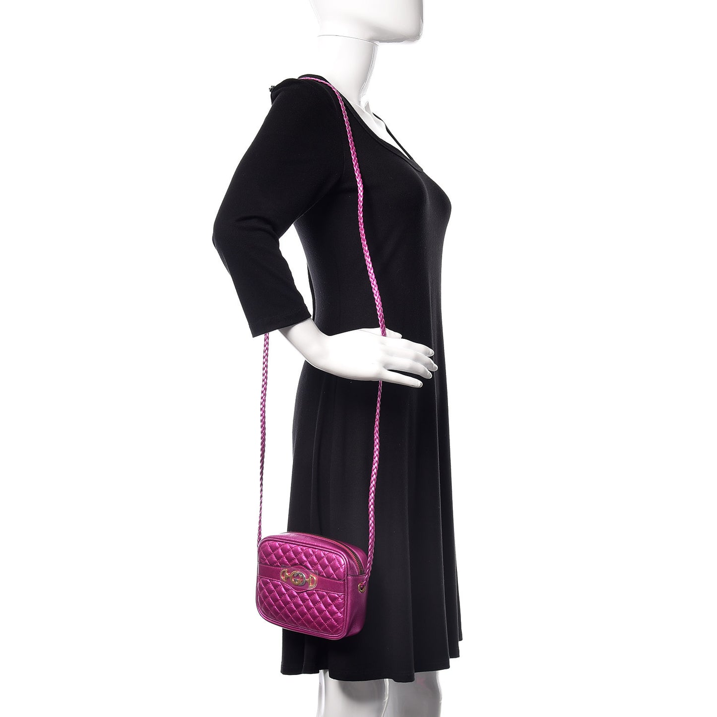 Laminated Nappa Trapuntata Mini Zumi Shoulder Bag Fuxia