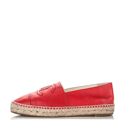 Chanel Lambskin CC Espadrilles 39 Red 1 of 8