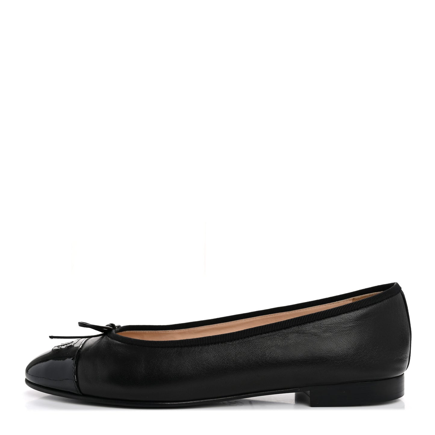 Lambskin Patent Cap Toe CC Ballerina Flats 40 Black