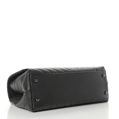 Chanel Caviar Chevron Quilted Small Coco Handle Flap So Black 4 of 11
