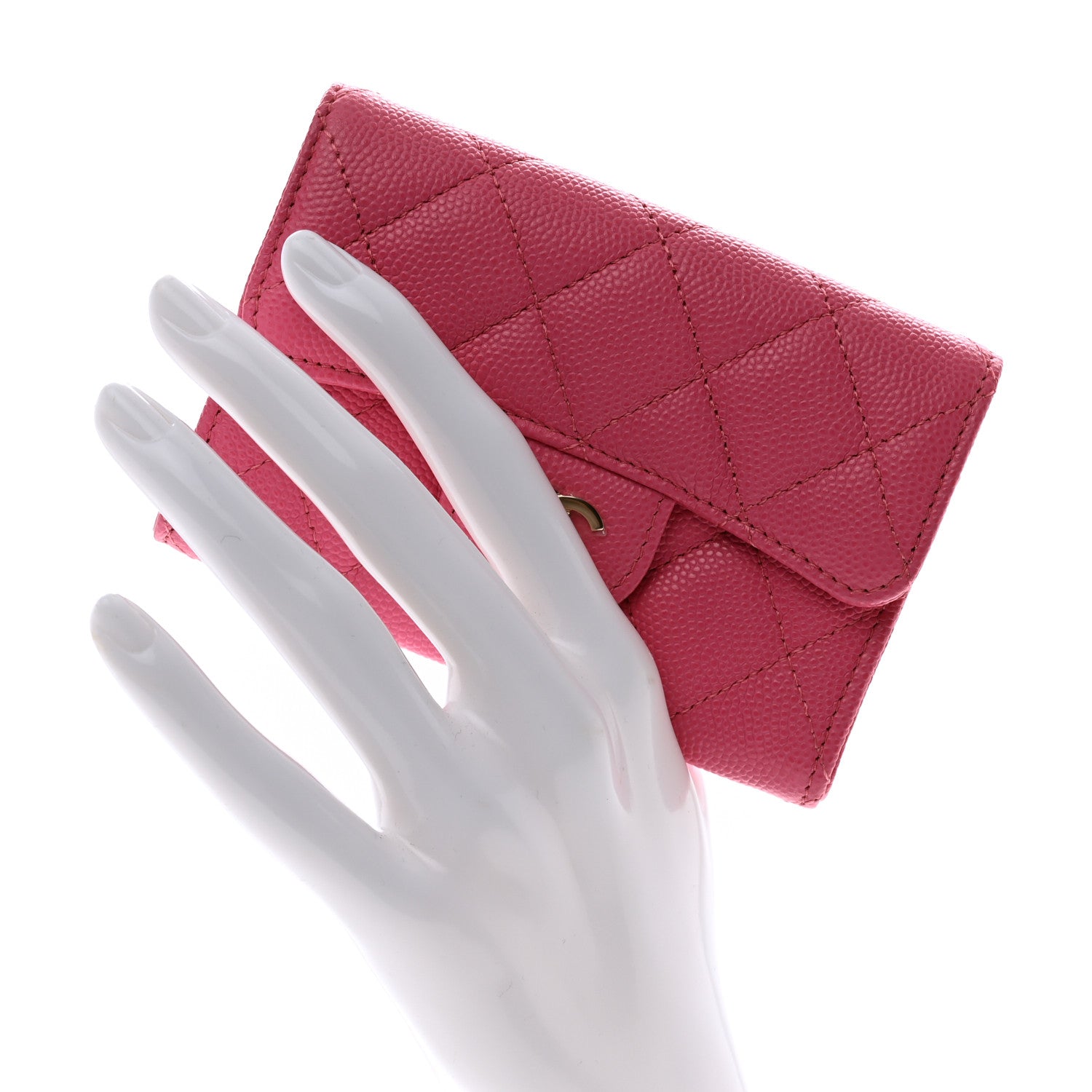 Chanel Caviar Quilted Flap Card Holder Wallet Pink 2 of 7