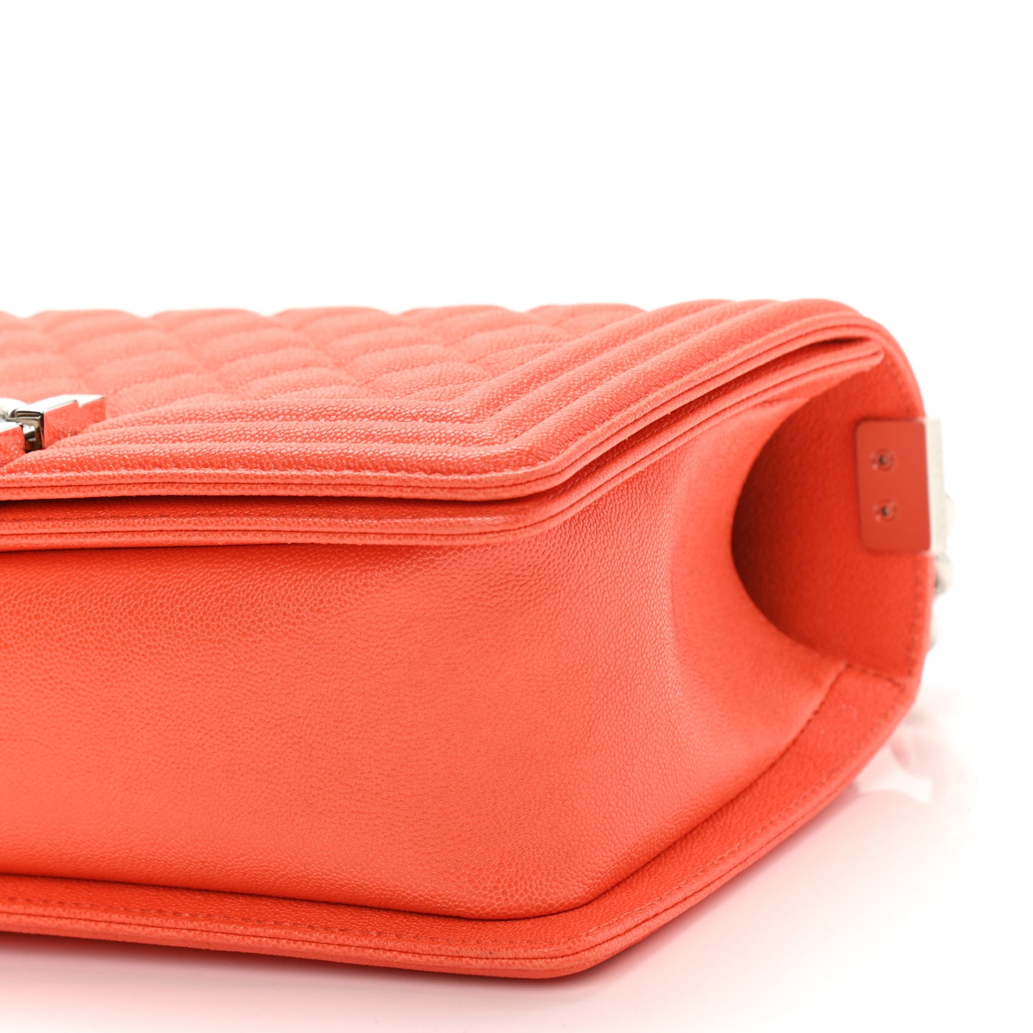 Caviar Quilted Medium Boy Flap Orange