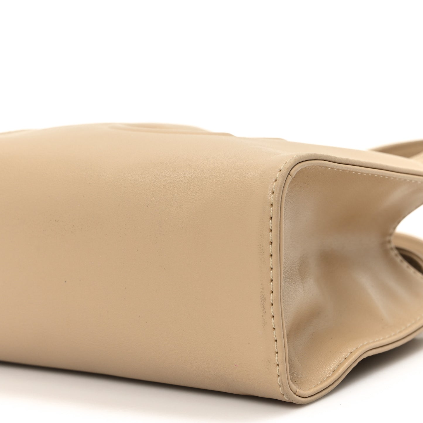 Vegan Leather Small Shopping Bag Cream