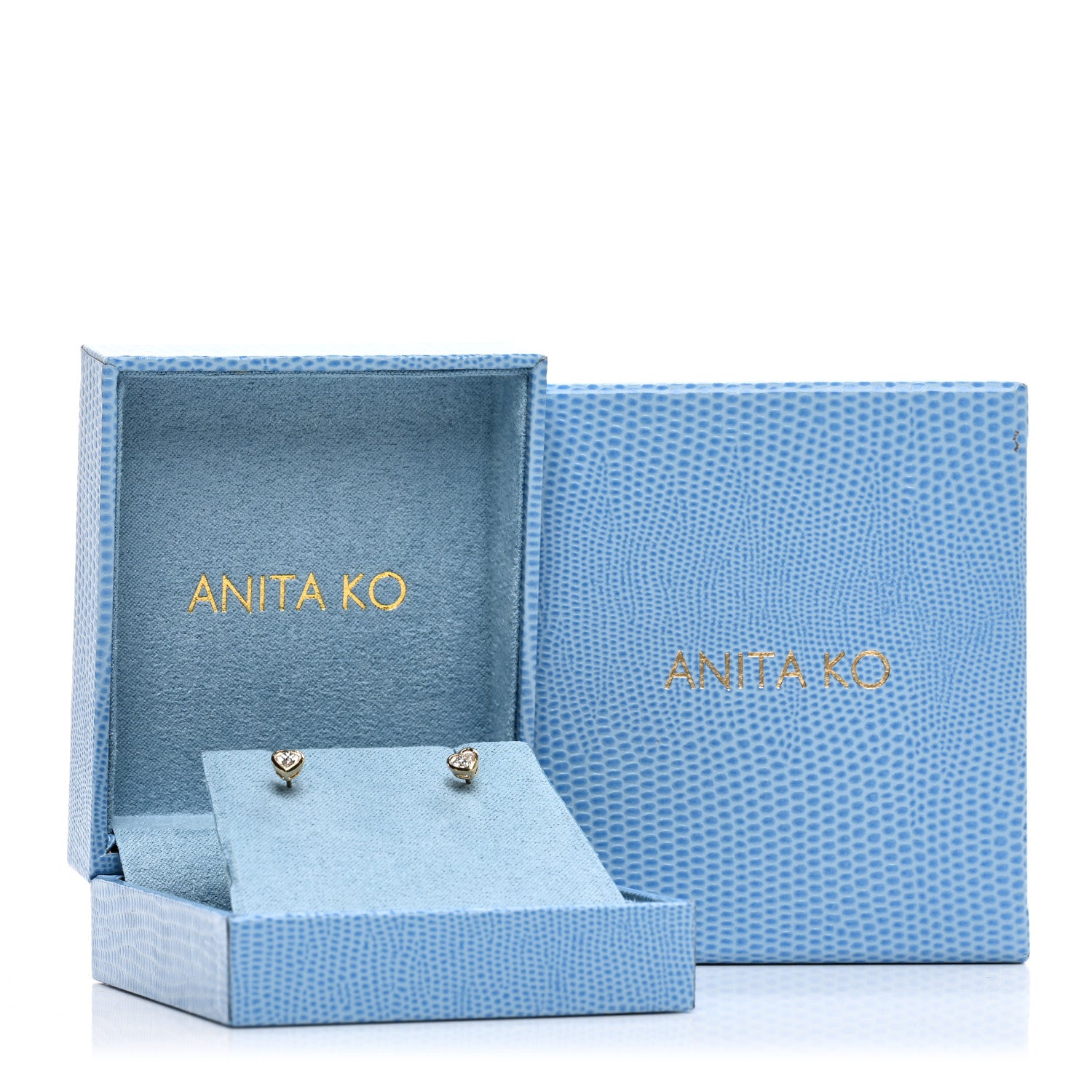 Anita Ko 18K Rose Gold Diamond Bezel Heart Stud Earrings 5 of 5